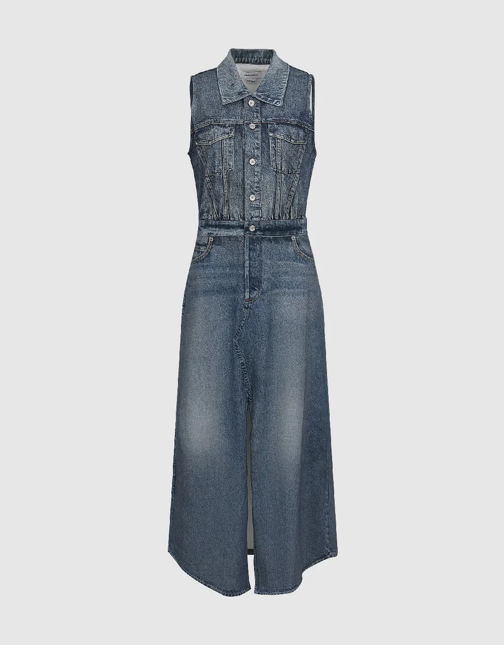 Split Hem Sleeveless Denim Dress sold by Urban Revivo product image thumbnail 2