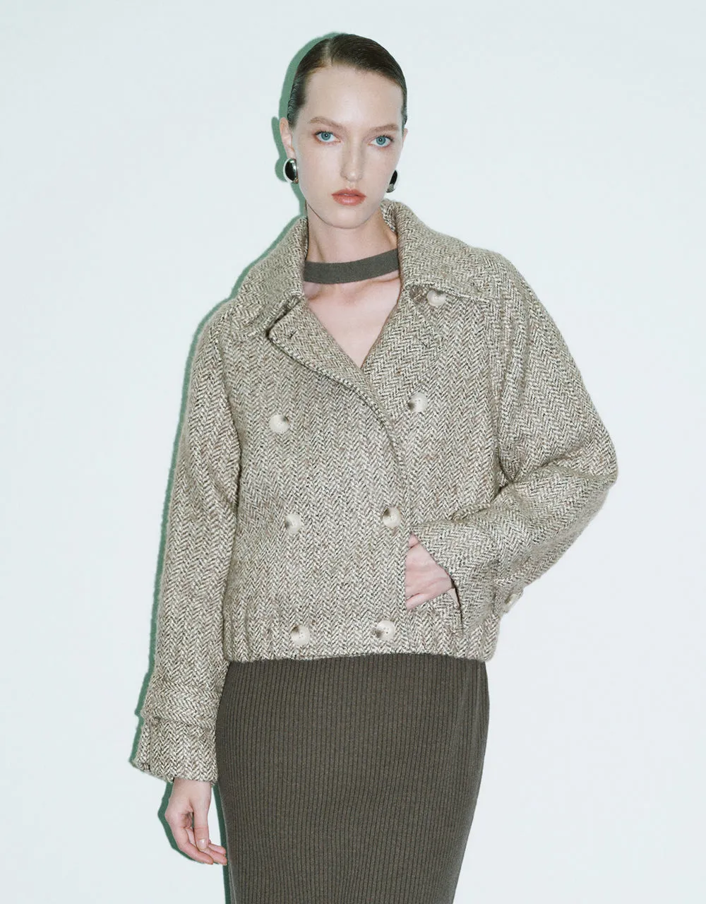 Double Breasted Raglan Sleeve Jacket sold by Urban Revivo