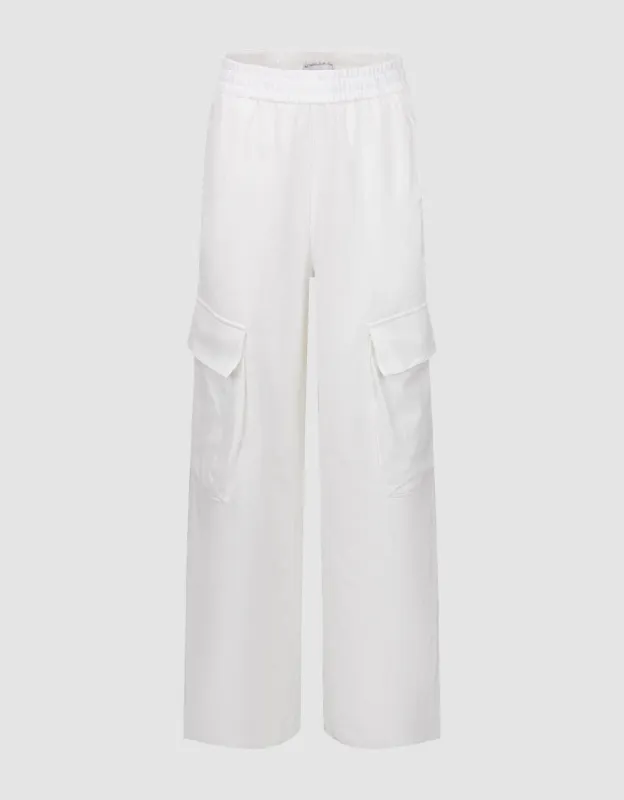 Drawstring Waist Knitted Wide-Leg Pants sold by Urban Revivo