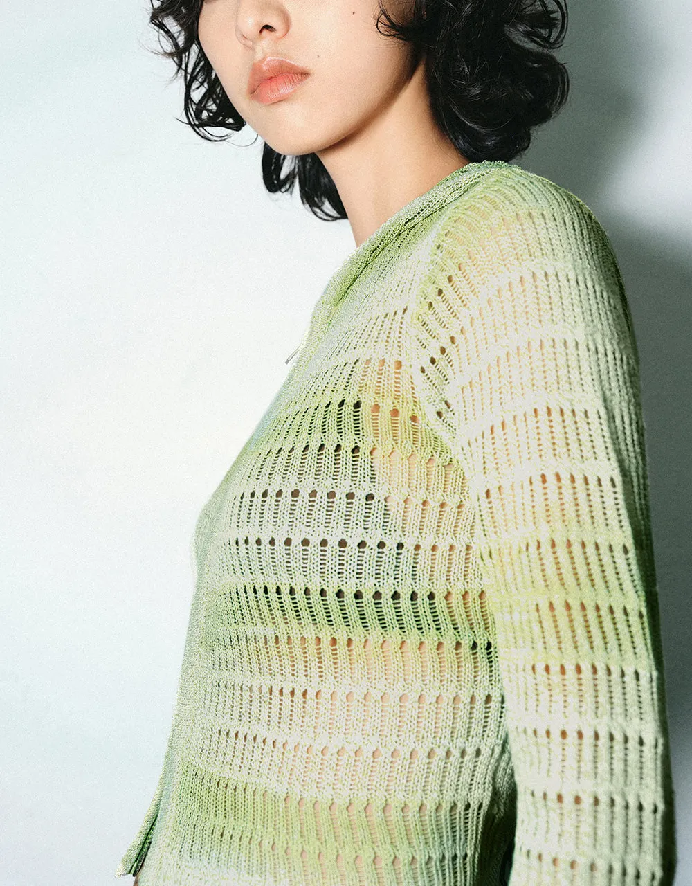 Gradient Hooded Knitted Cardigan sold by Urban Revivo product image thumbnail 4