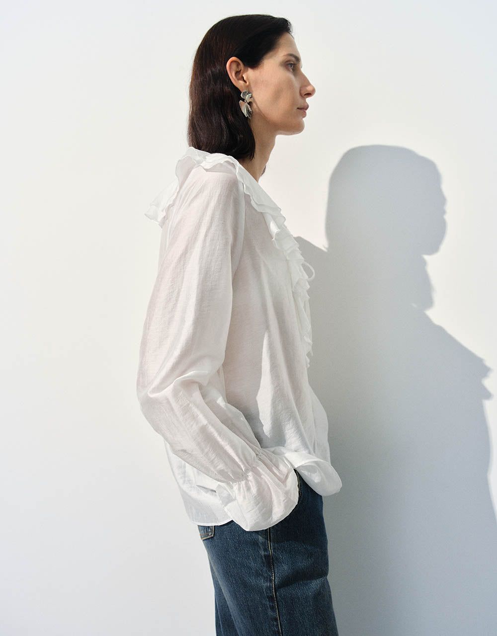 Ruffle Lapel Overhead Shirt sold by Urban Revivo product image thumbnail 3