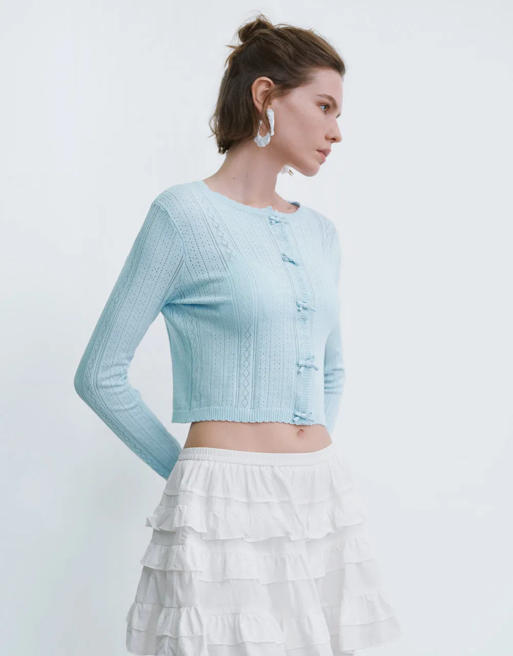 Crew Neck Skinny Knitted Cardigan sold by Urban Revivo product image thumbnail 3