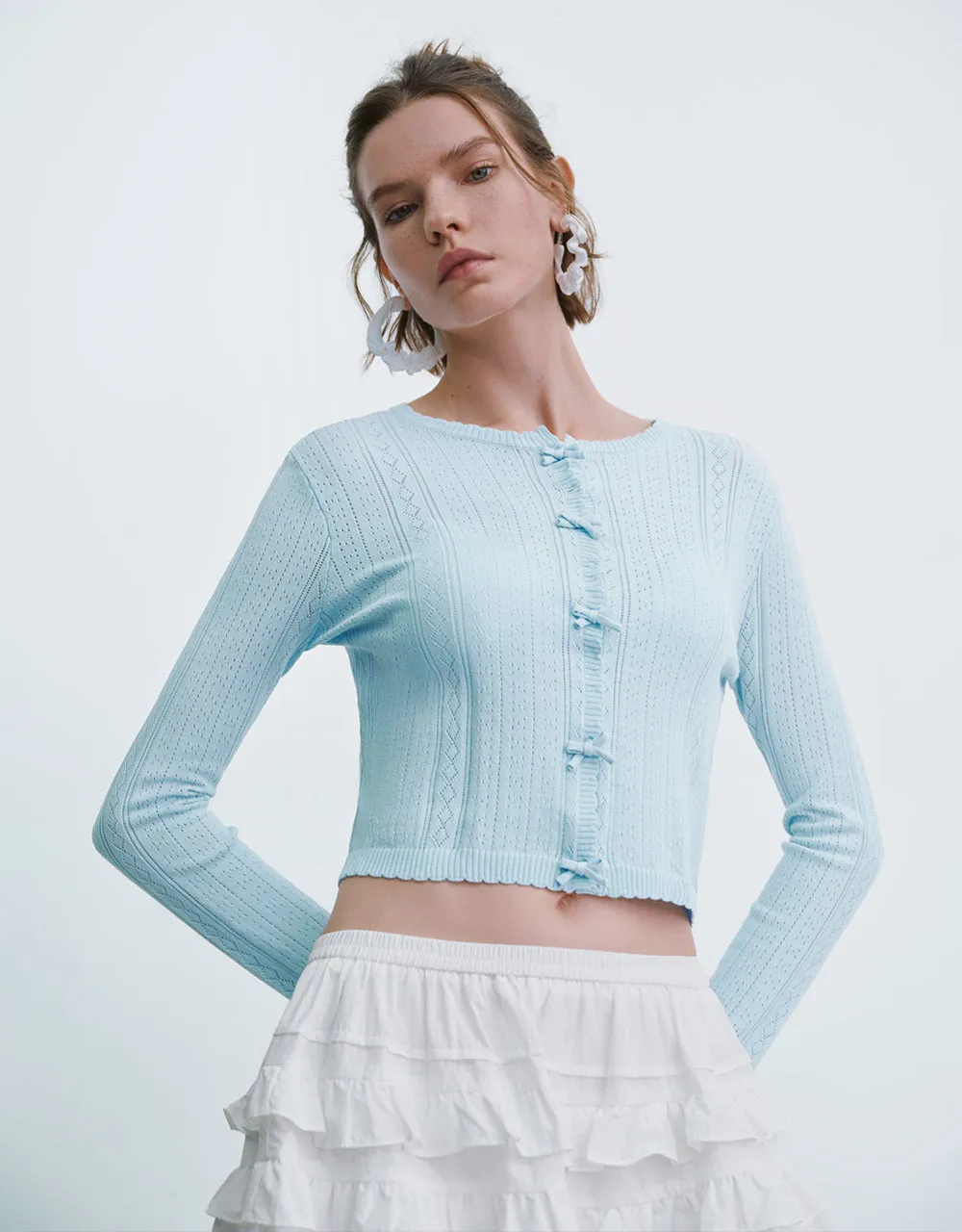 Crew Neck Skinny Knitted Cardigan sold by Urban Revivo