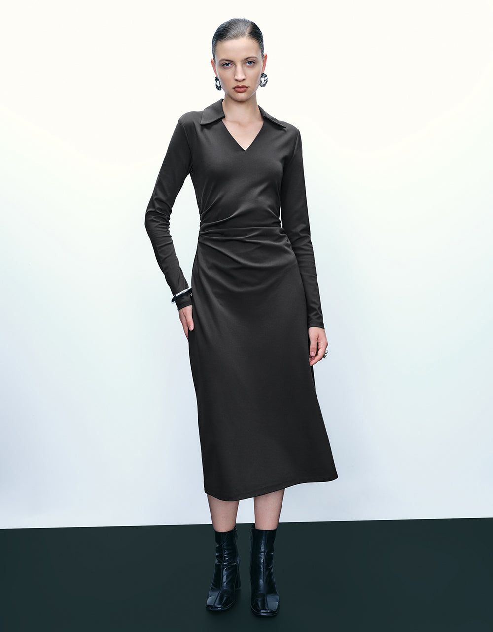 Knitted V-Neck A-Line Dress sold by Urban Revivo