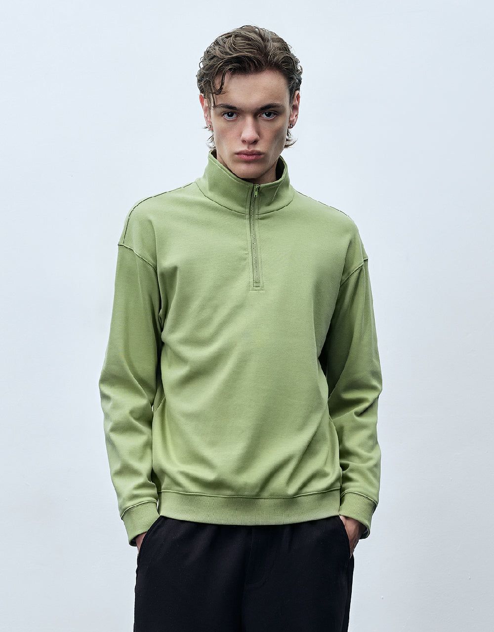 Standard Collar Half Zip Sweatshirt sold by Urban Revivo