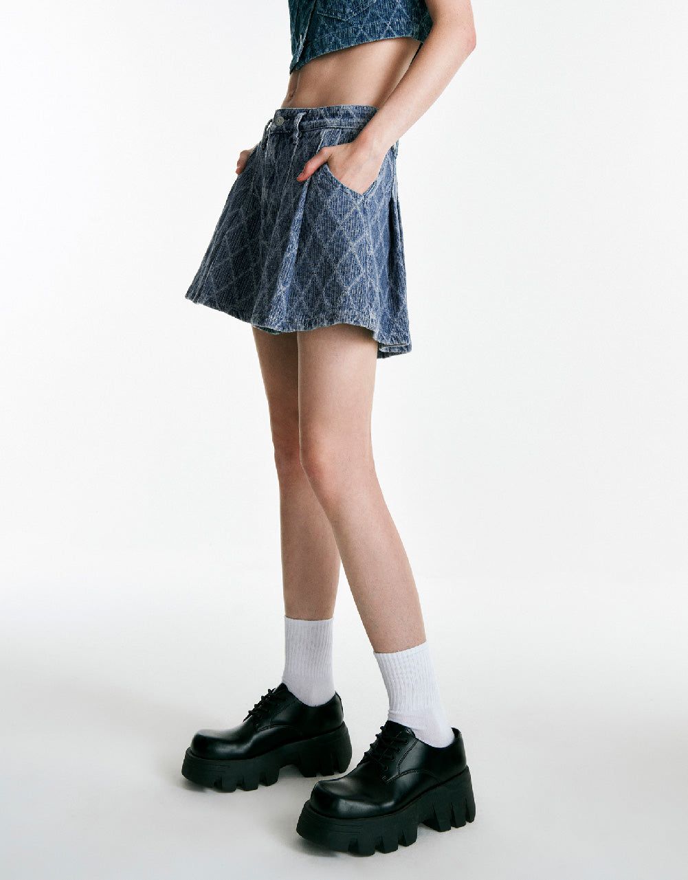 Pleated Mini Denim Skirt sold by Urban Revivo product image thumbnail 4