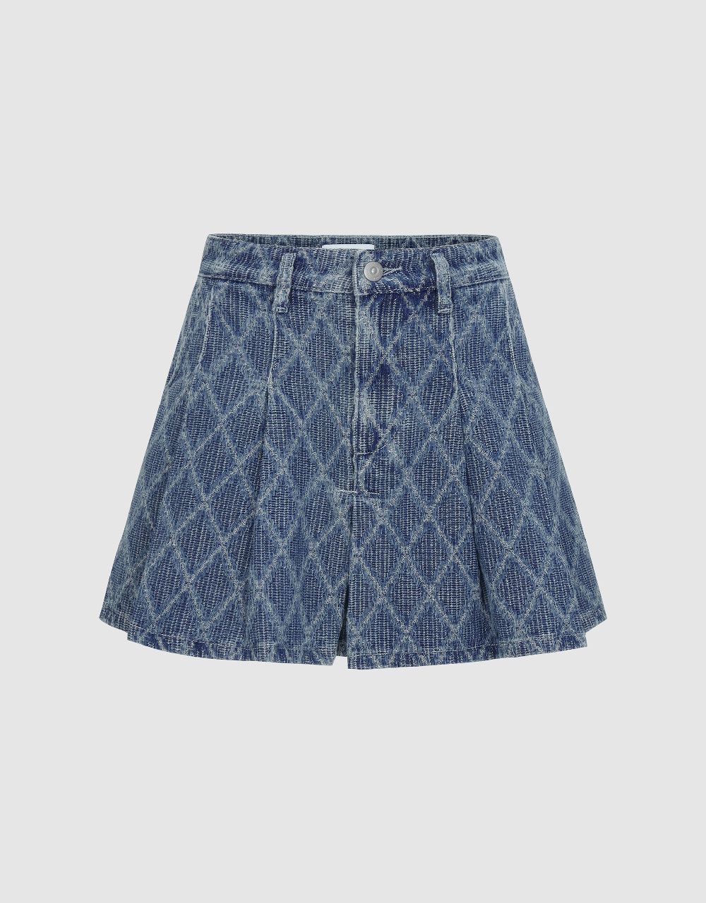 Pleated Mini Denim Skirt sold by Urban Revivo