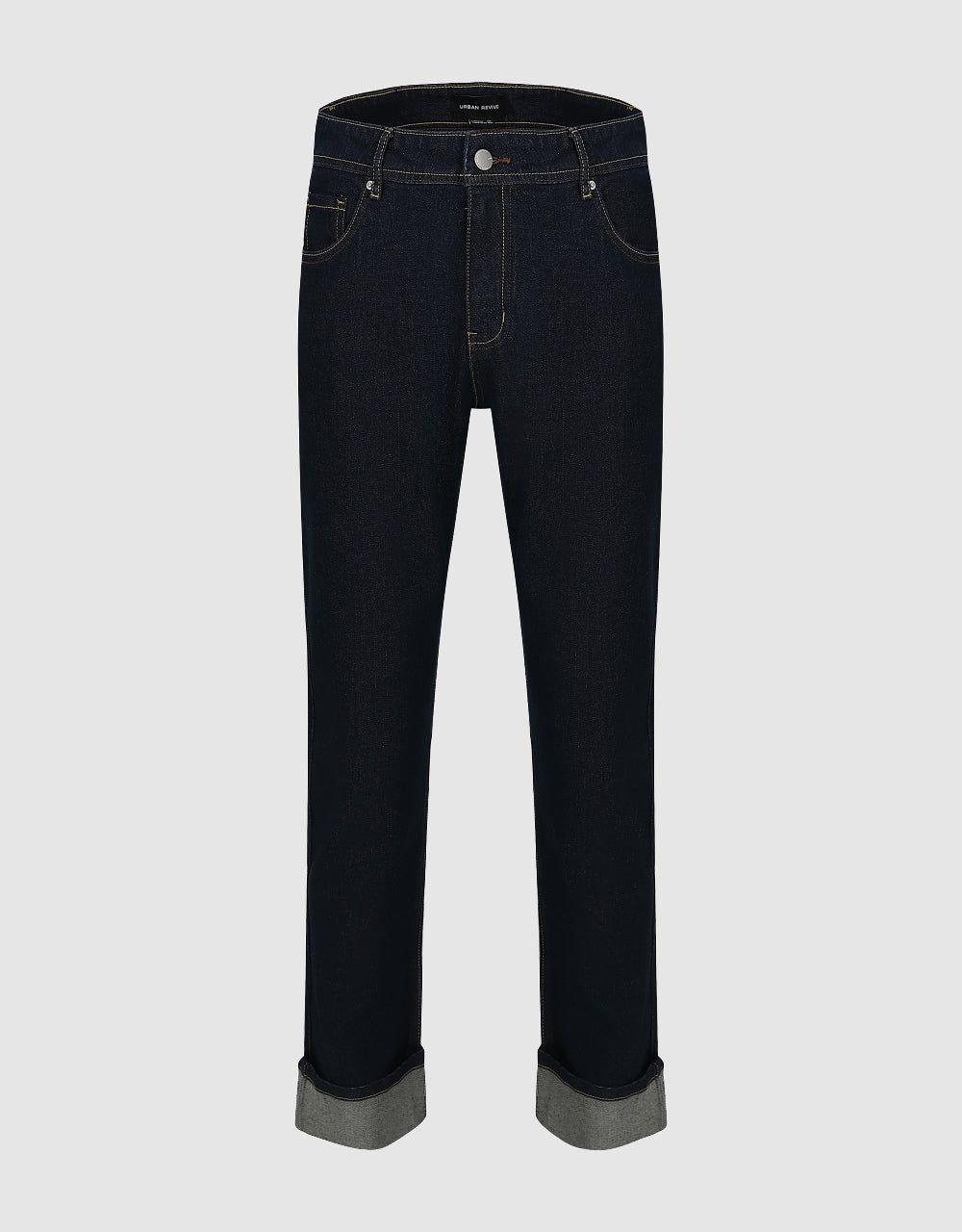Rolled Up Hem Straight Jeans sold by Urban Revivo