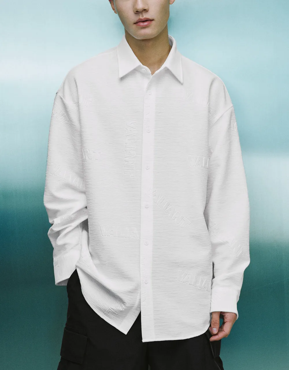 Button Up Embossed Loose Shirt sold by Urban Revivo product image thumbnail 2