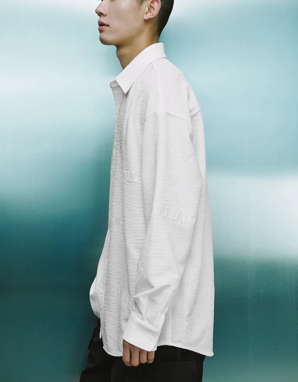 Button Up Embossed Loose Shirt sold by Urban Revivo product image thumbnail 3