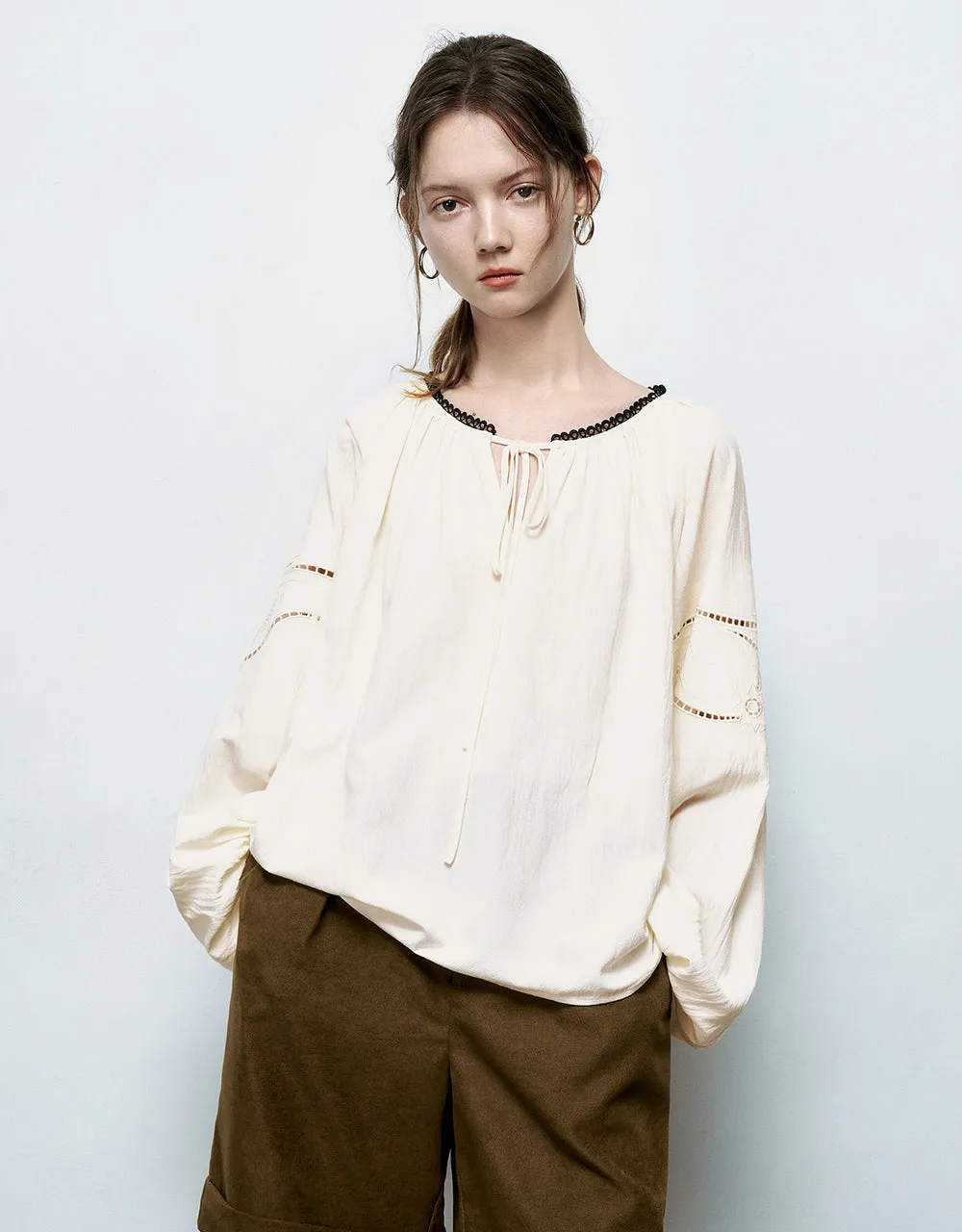 Raglan Sleeve Crew Neck Overhead Shirt sold by Urban Revivo