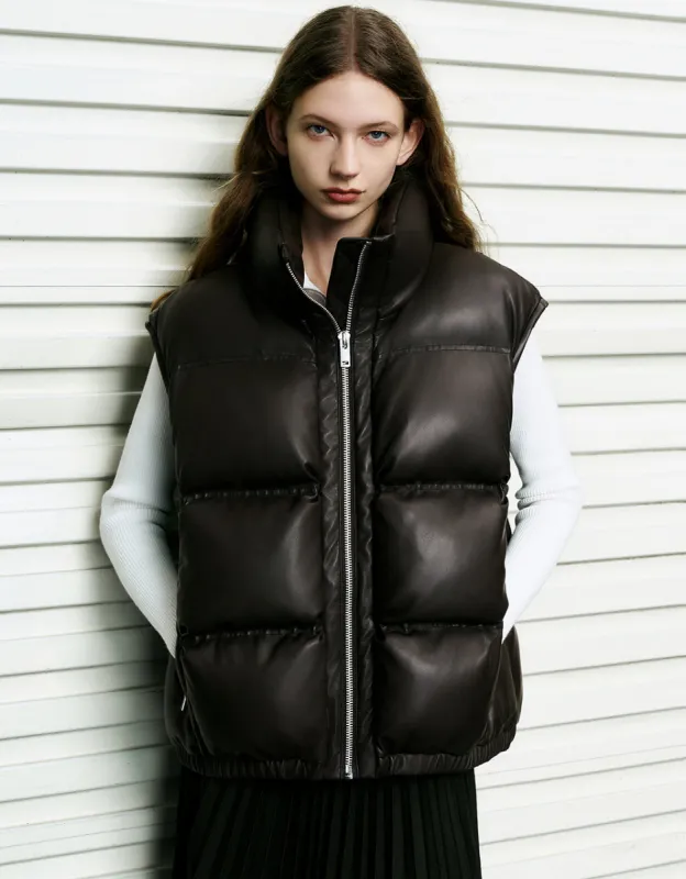 Zipper Front Stand Collar Padded Waistcoat sold by Urban Revivo