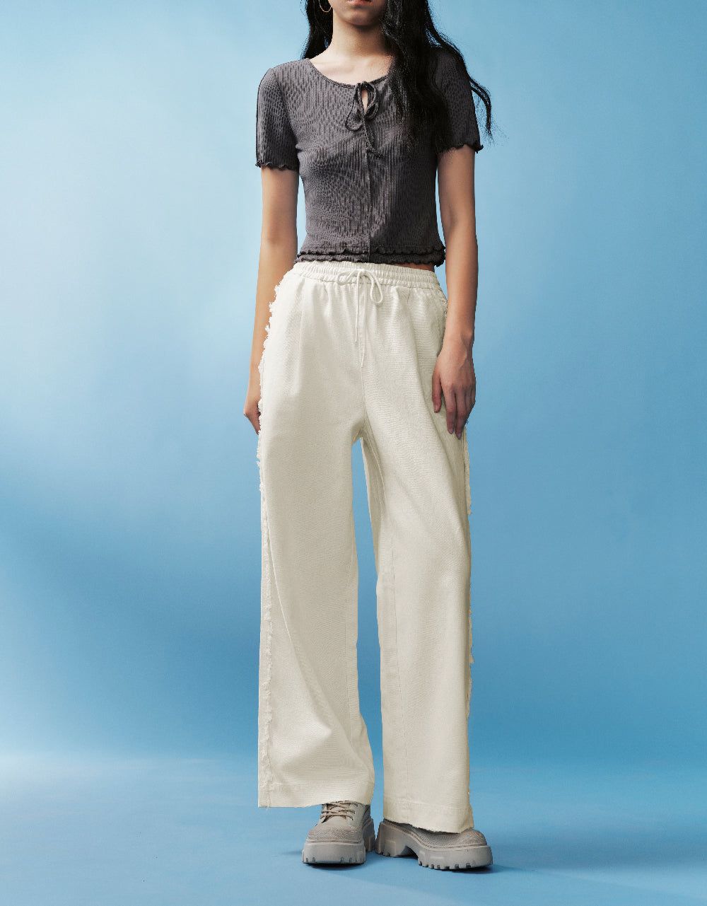 Drawstring Waist Wide-Leg Pants sold by Urban Revivo product image thumbnail 2