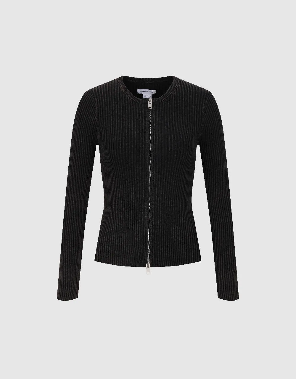 Zipper Front Crew Neck Knitted Cardigan sold by Urban Revivo product image thumbnail 2