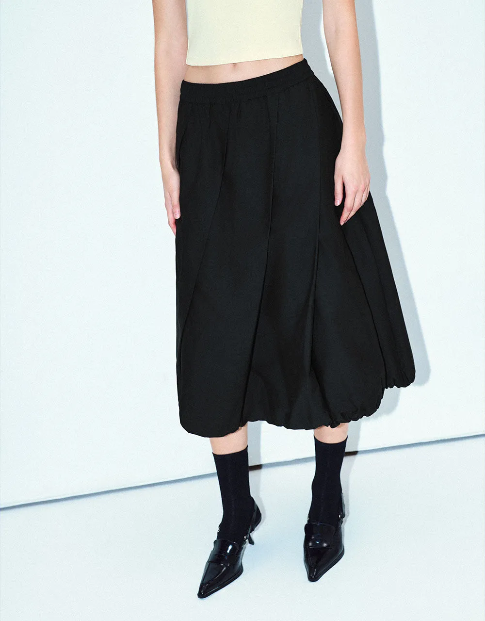 Elastic Waist Midi A-Line Skirt sold by Urban Revivo product image thumbnail 4