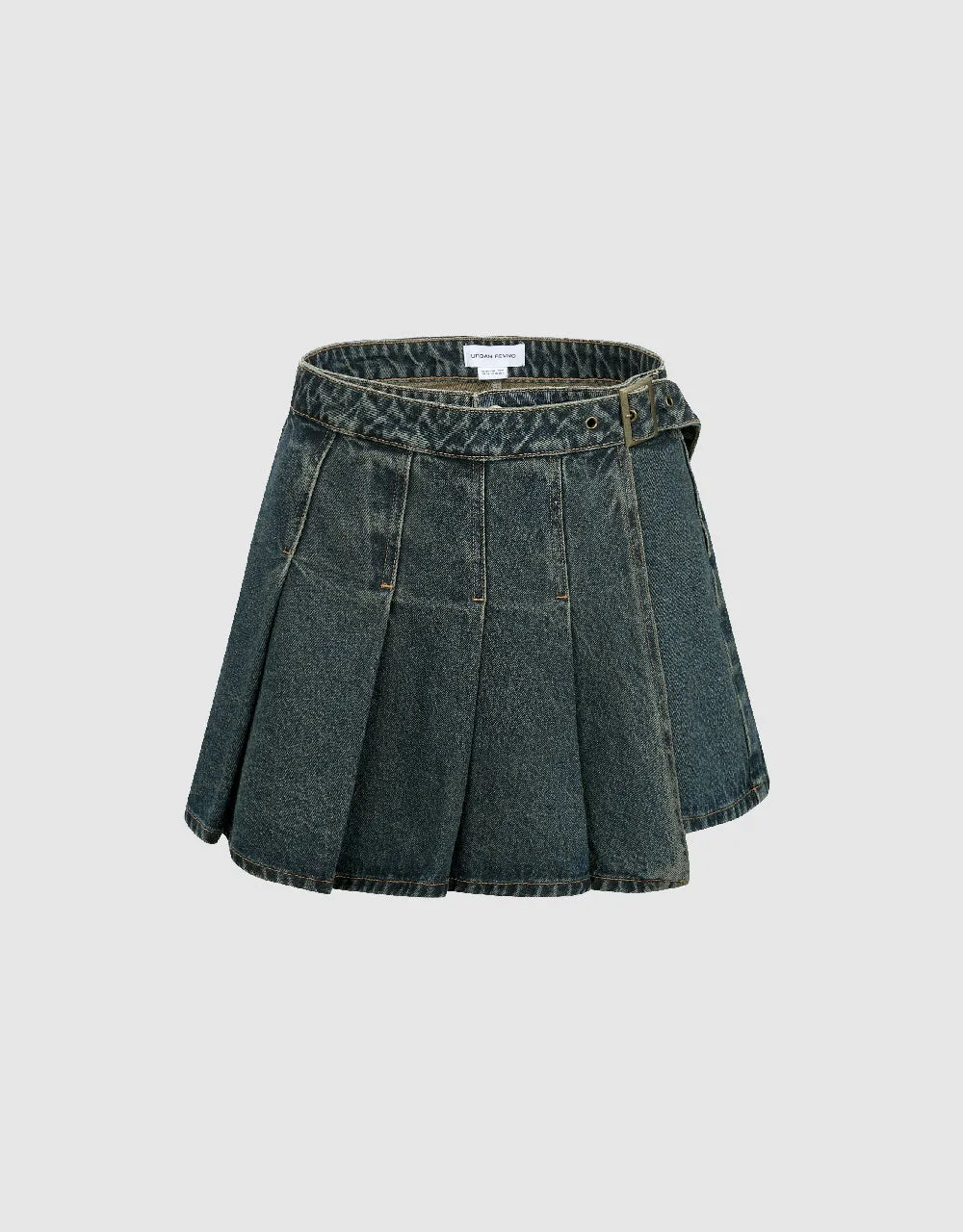 Pleated Denim Skort With Belt sold by Urban Revivo