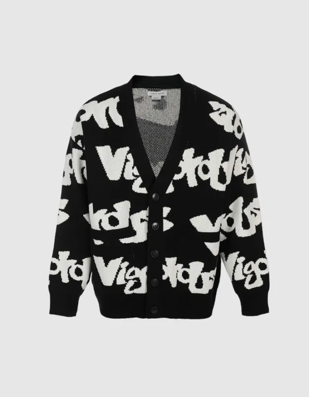 Letter Print Knit Cardigan sold by Urban Revivo