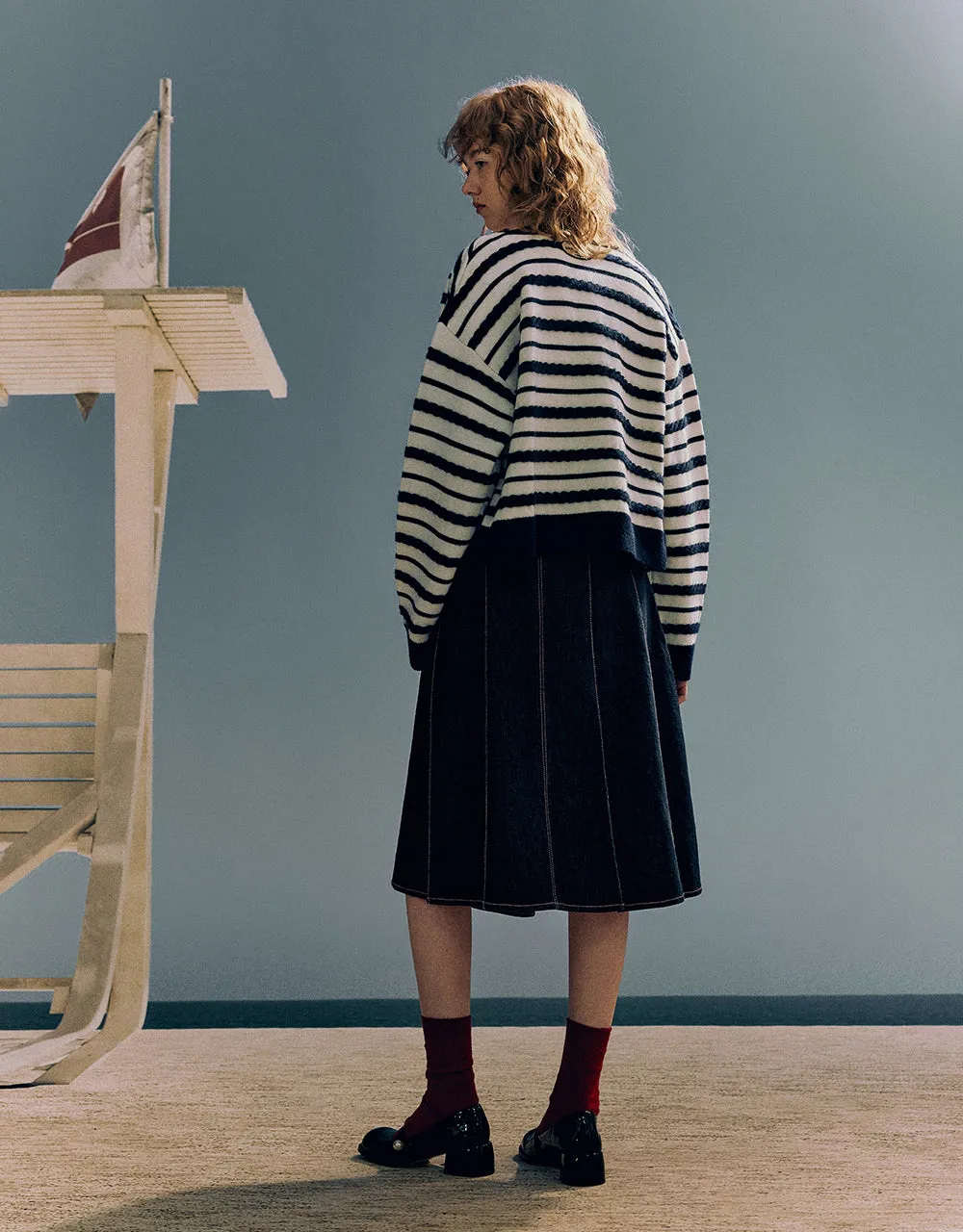 Striped V-Neck Knitted Cardigan sold by Urban Revivo product image thumbnail 5