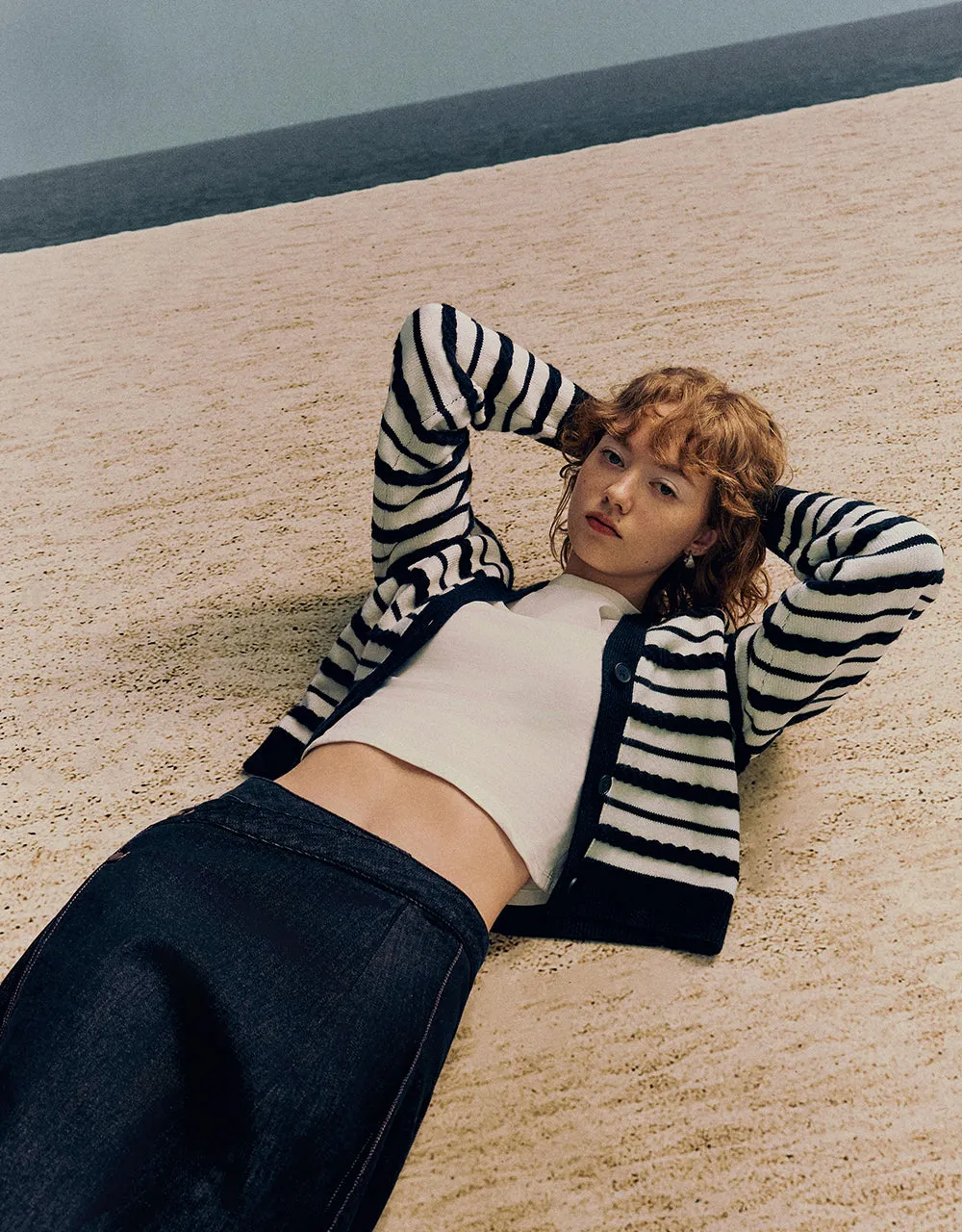 Striped V-Neck Knitted Cardigan sold by Urban Revivo product image thumbnail 3