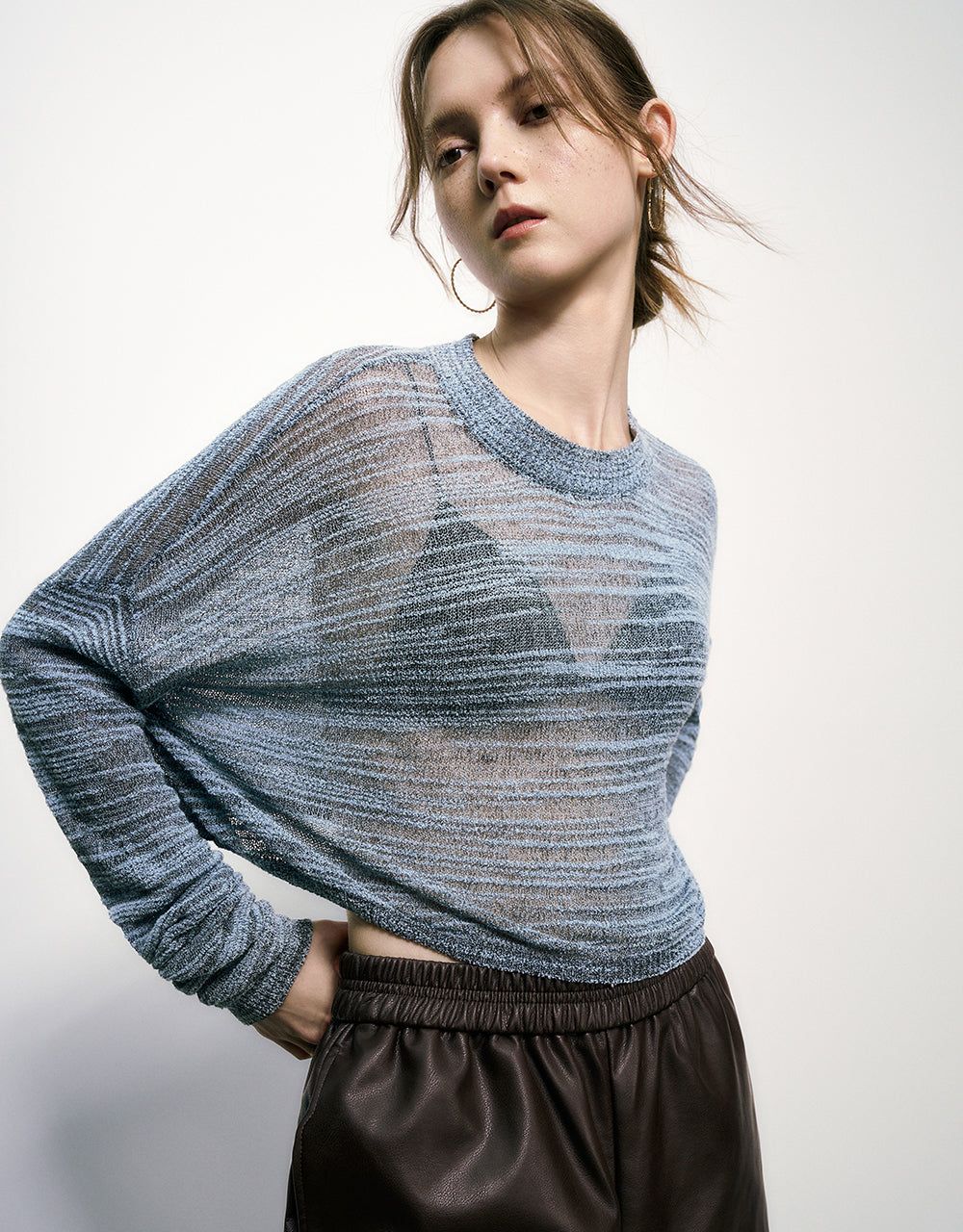 Drop Shoulder Sleeve Crew Neck Knitted T-Shirt sold by Urban Revivo product image thumbnail 5