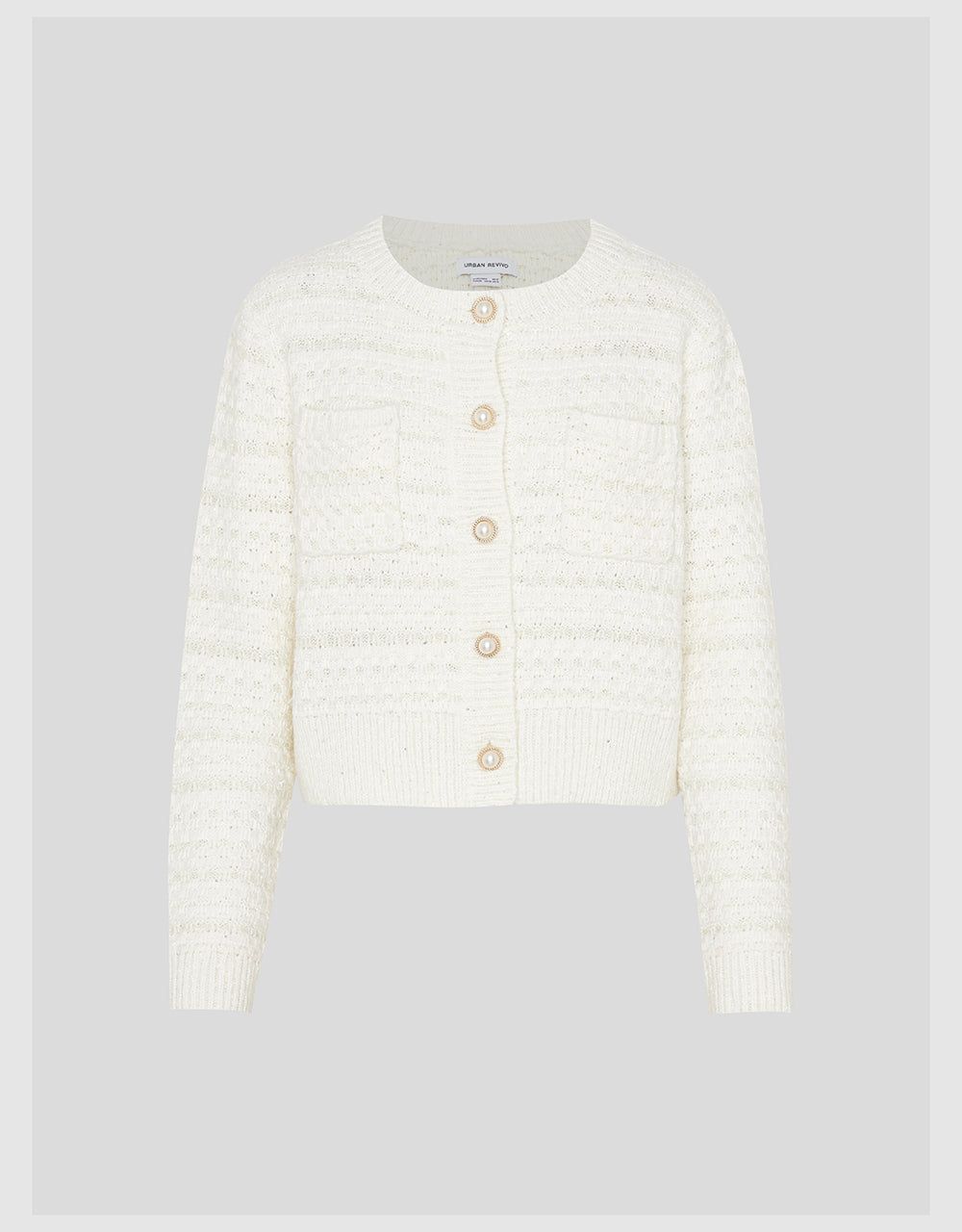Pearl Button Crew Neck Knitted Cardigan sold by Urban Revivo product image thumbnail 2