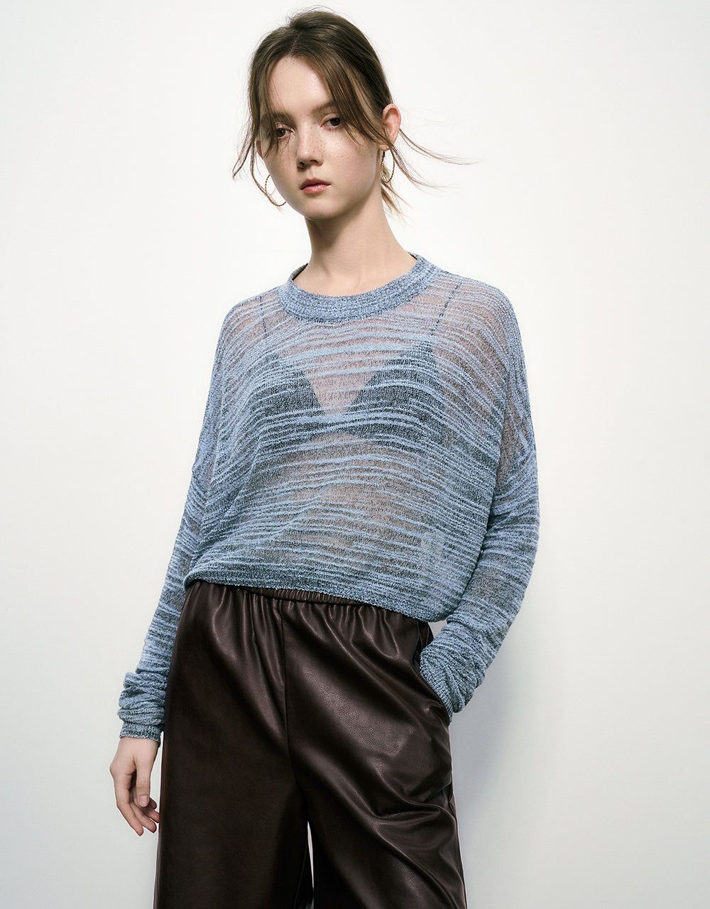 Drop Shoulder Sleeve Crew Neck Knitted T-Shirt sold by Urban Revivo