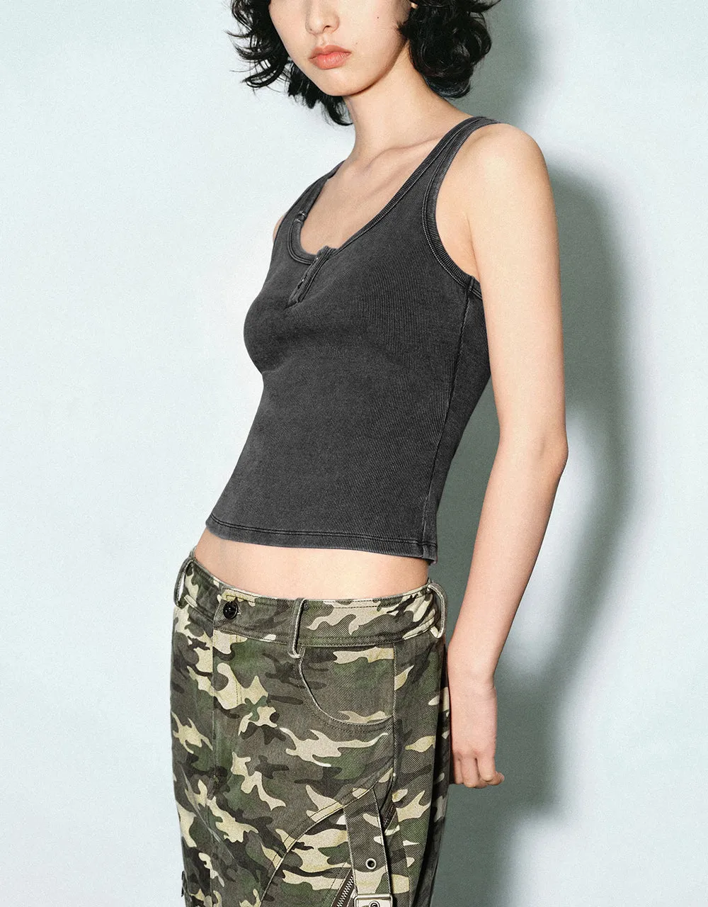 U Neck Skinny Knitted Tank Top sold by Urban Revivo product image thumbnail 3