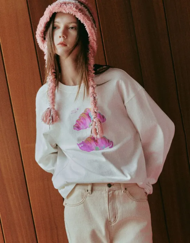 Kitty Printed Crew Neck Loose T-Shirt sold by Urban Revivo