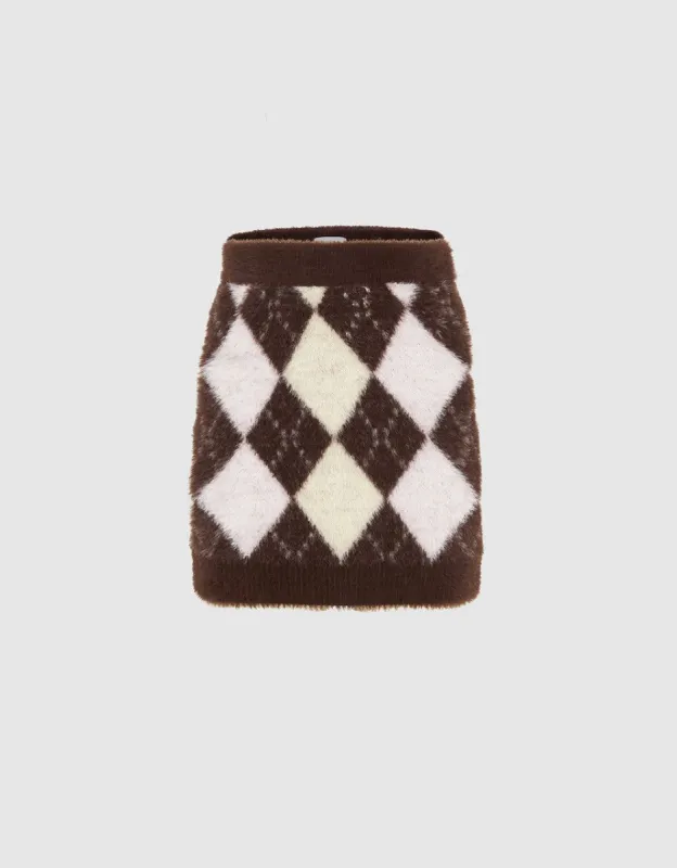 Argyle Printed Knitted Skinny Skirt sold by Urban Revivo