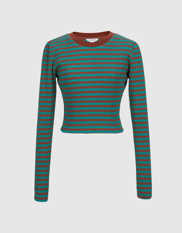 Striped Crop T-Shirt sold by Urban Revivo