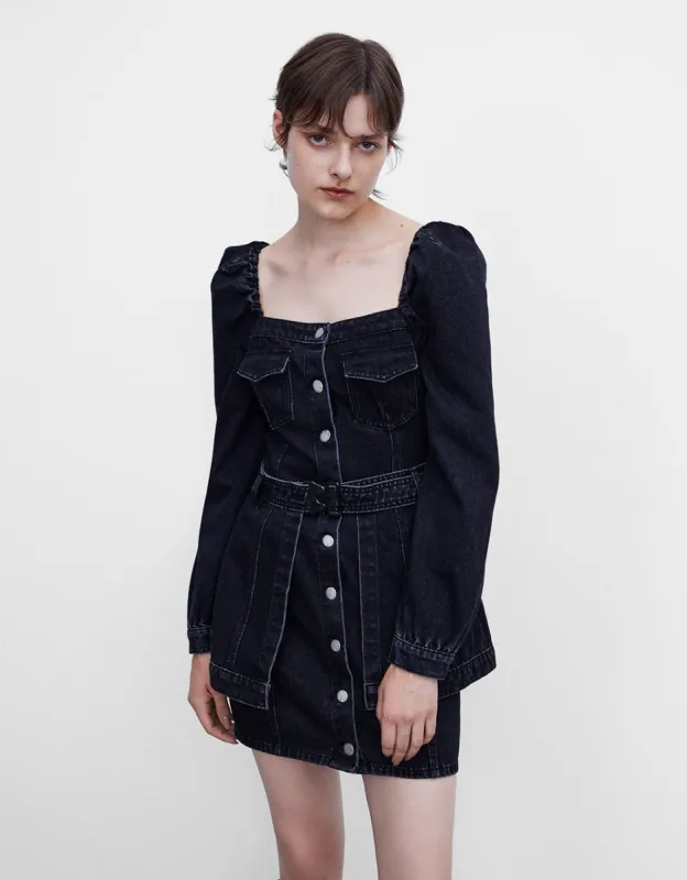 Belted Button Up Denim Dress sold by Urban Revivo