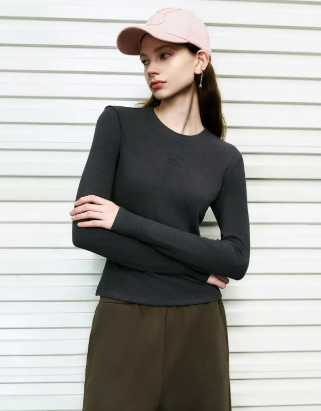 Letter Embossed Crew Neck Skinny T-Shirt sold by Urban Revivo