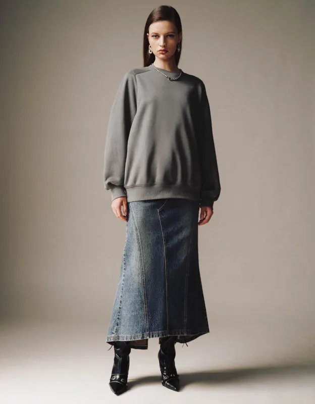 Crew Neck Loose Sweatshirt sold by Urban Revivo