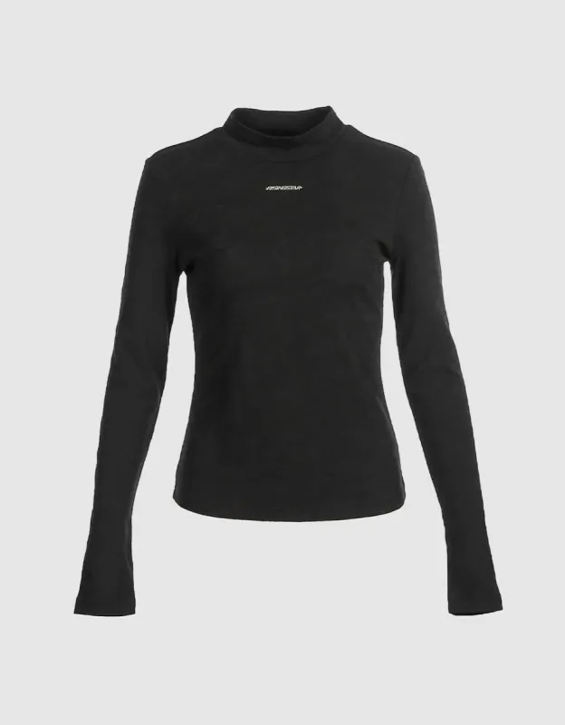 Mock Neck Letter T-Shirt made by Urban Revivo