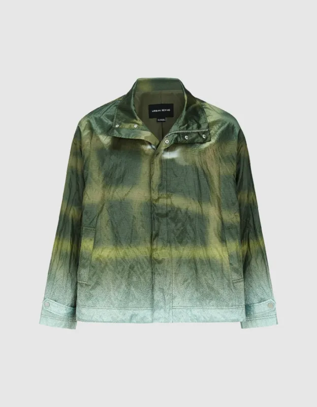 Stand Collar Printed Trench Coat sold by Urban Revivo