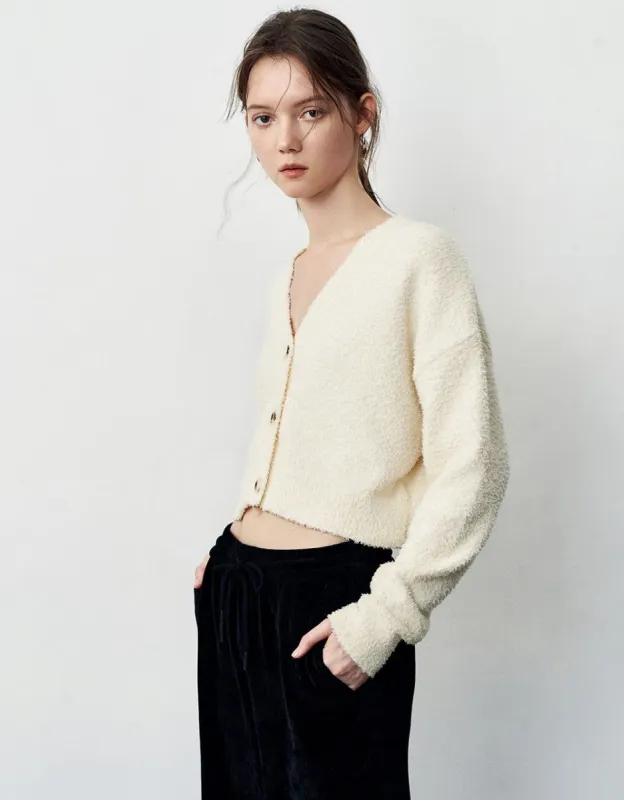 Drop Shoulder Sleeve V-Neck Knitted Cardigan sold by Urban Revivo