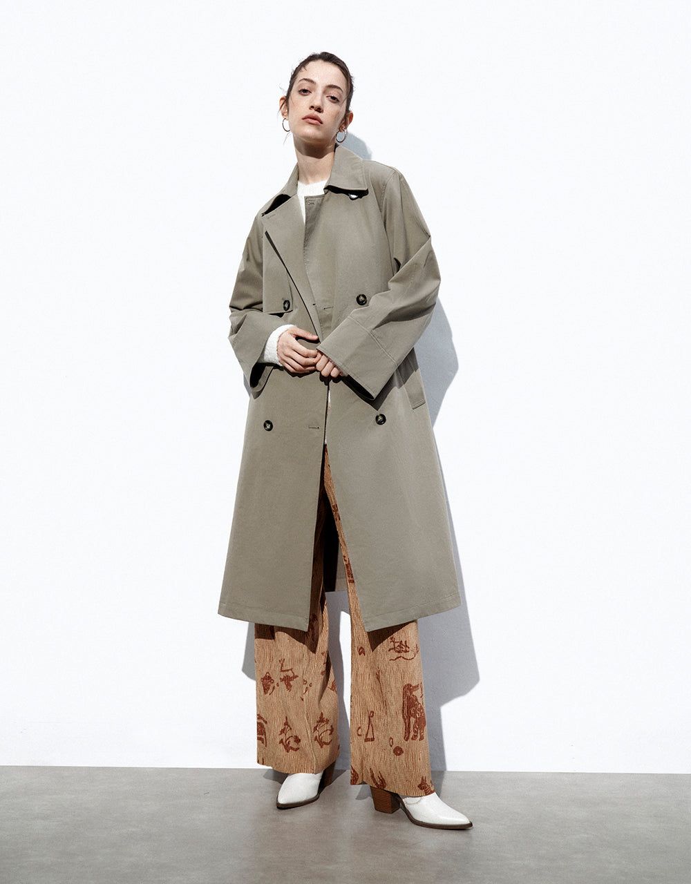 Raglan Sleeve Long Trench Coat sold by Urban Revivo
