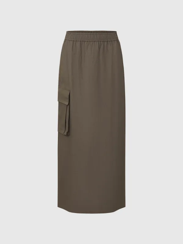 Drawstring Waist Midi Straight Skirt sold by Urban Revivo