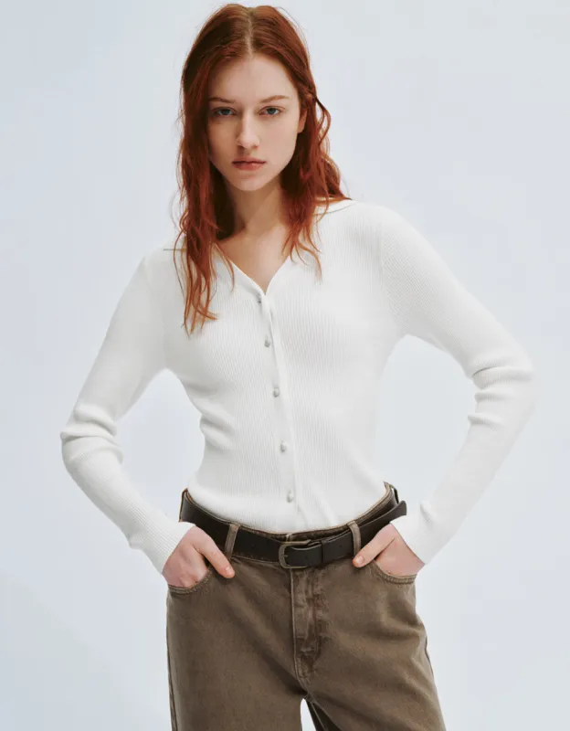 Skinny V-Neck Knitted Cardigan sold by Urban Revivo