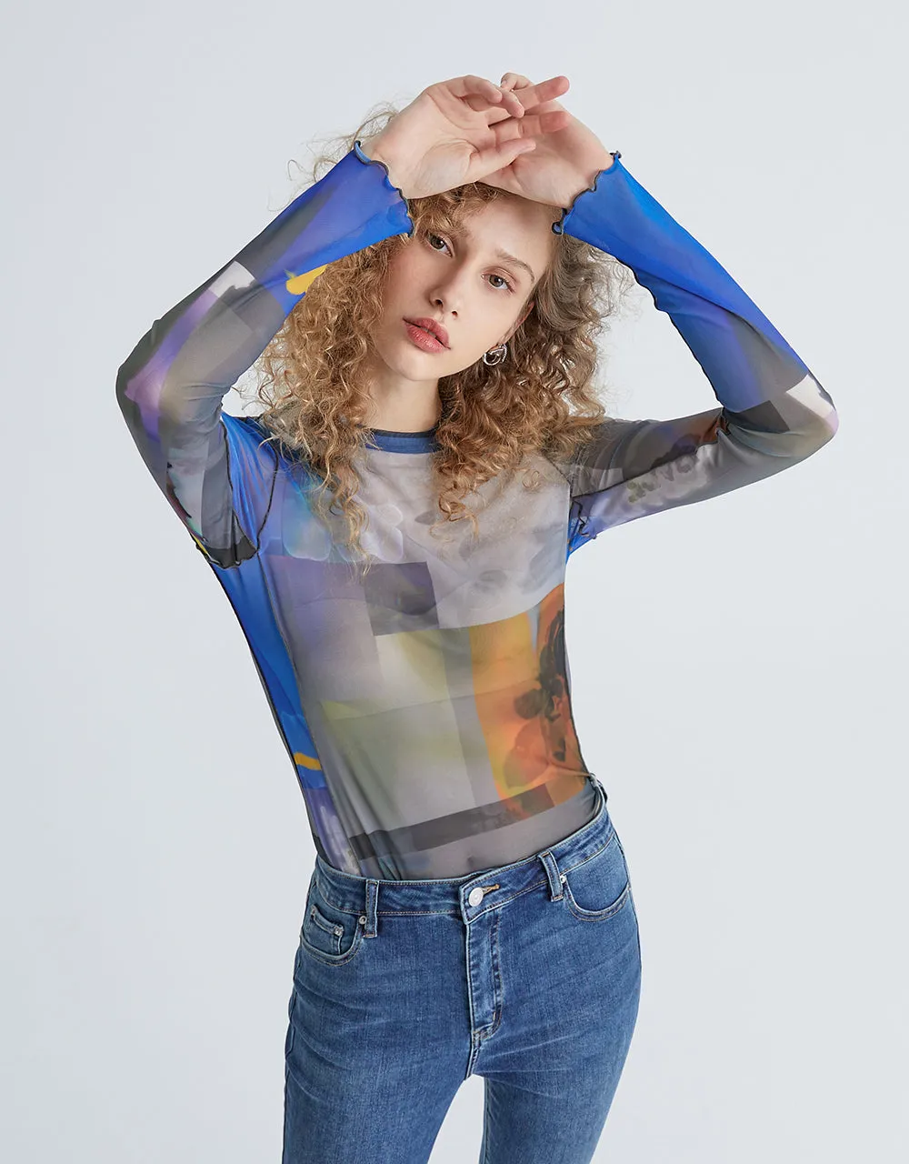 Printed Mesh Top sold by Urban Revivo product image thumbnail 3