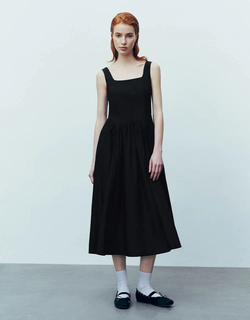 Sleeveless Square-cut Collar A-Line Dress sold by Urban Revivo