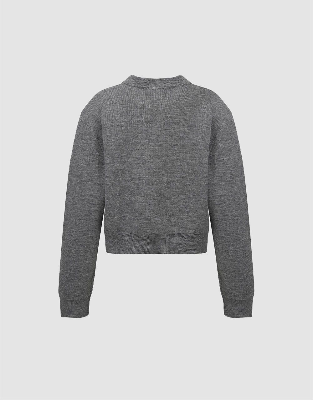 Letter Embroidered Crew Neck Knitted Cardigan sold by Urban Revivo product image thumbnail 2