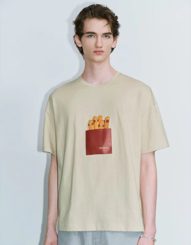 Embossed Crew Neck Loose T-Shirt sold by Urban Revivo