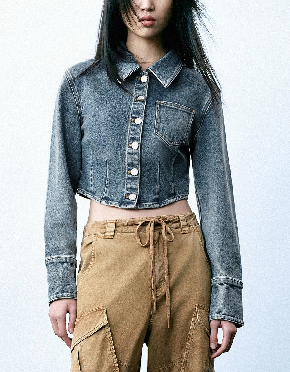 Cropped Denim Jacket sold by Urban Revivo product image thumbnail 2