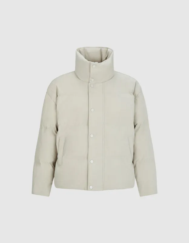 Stand Collar Straight Puffer Jacket sold by Urban Revivo