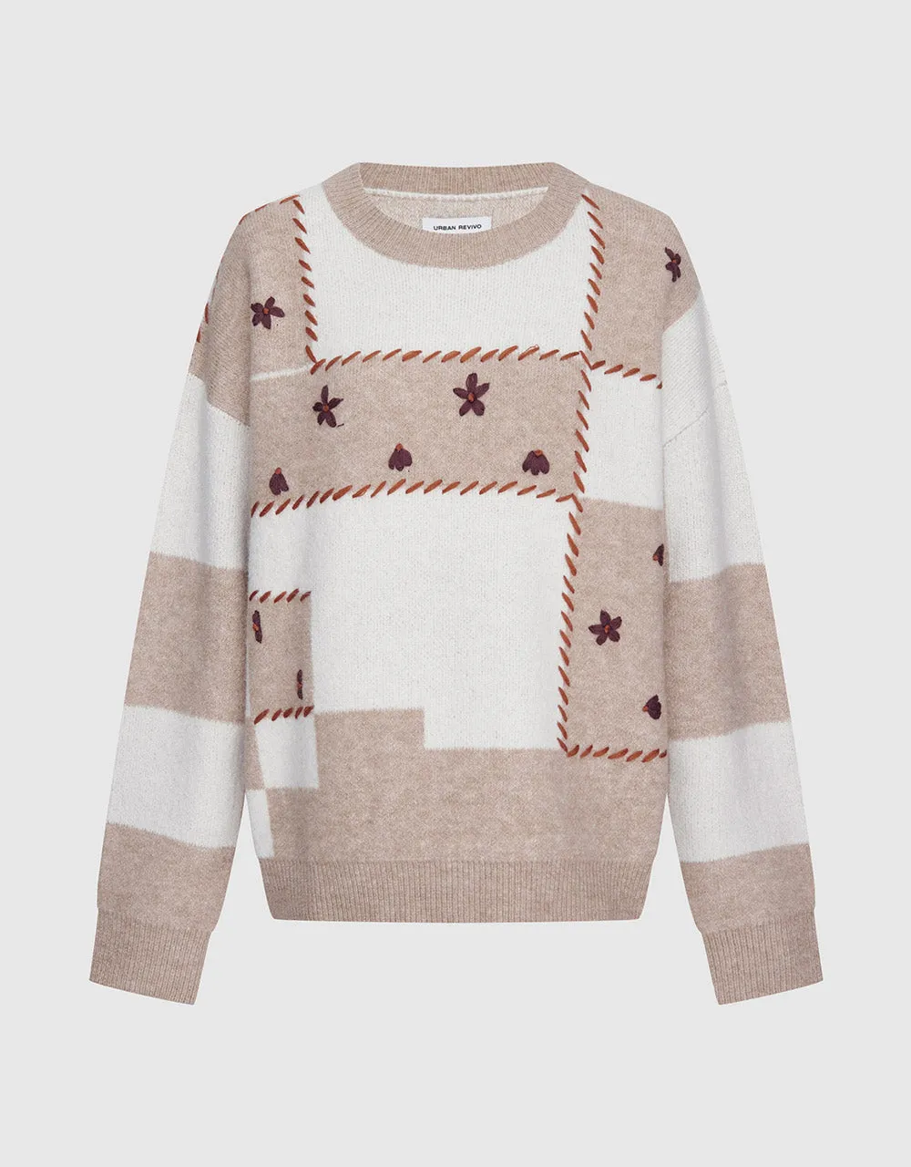 Colorblock Crew Neck Oversized Sweater sold by Urban Revivo