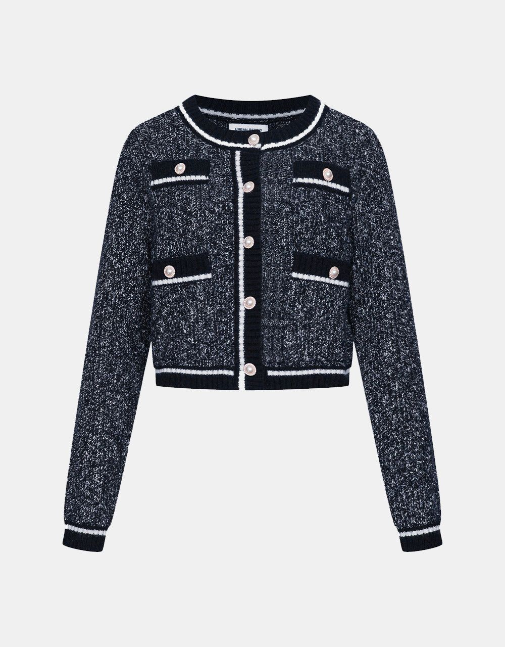 Contrast Trim Faux Pearl Button Cardigan sold by Urban Revivo