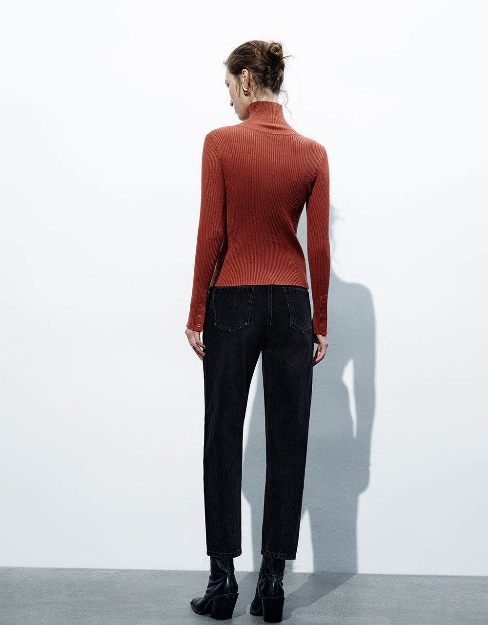 Button Half Placket Skinny Knitted T-Shirt sold by Urban Revivo product image thumbnail 4