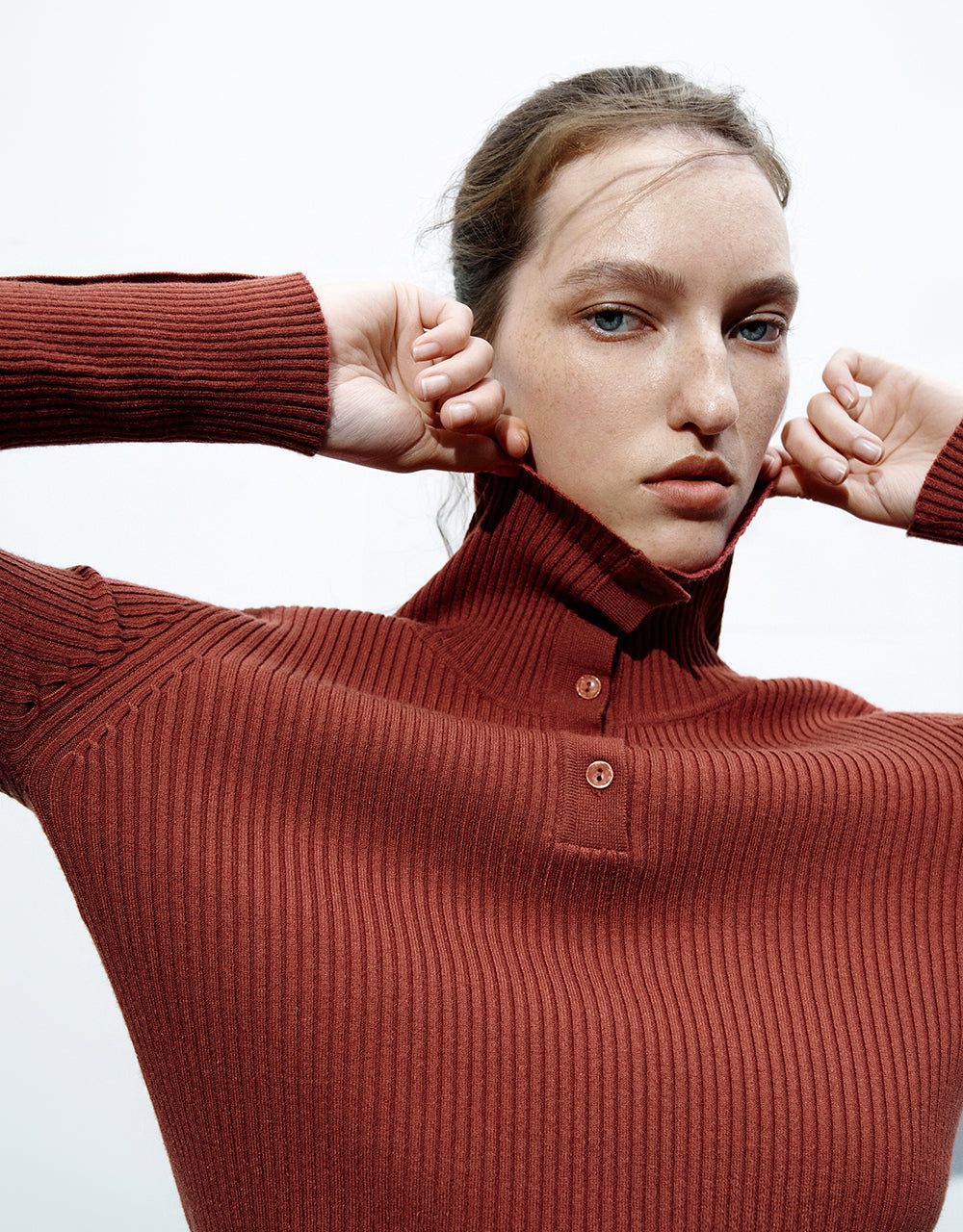 Button Half Placket Skinny Knitted T-Shirt sold by Urban Revivo product image thumbnail 5