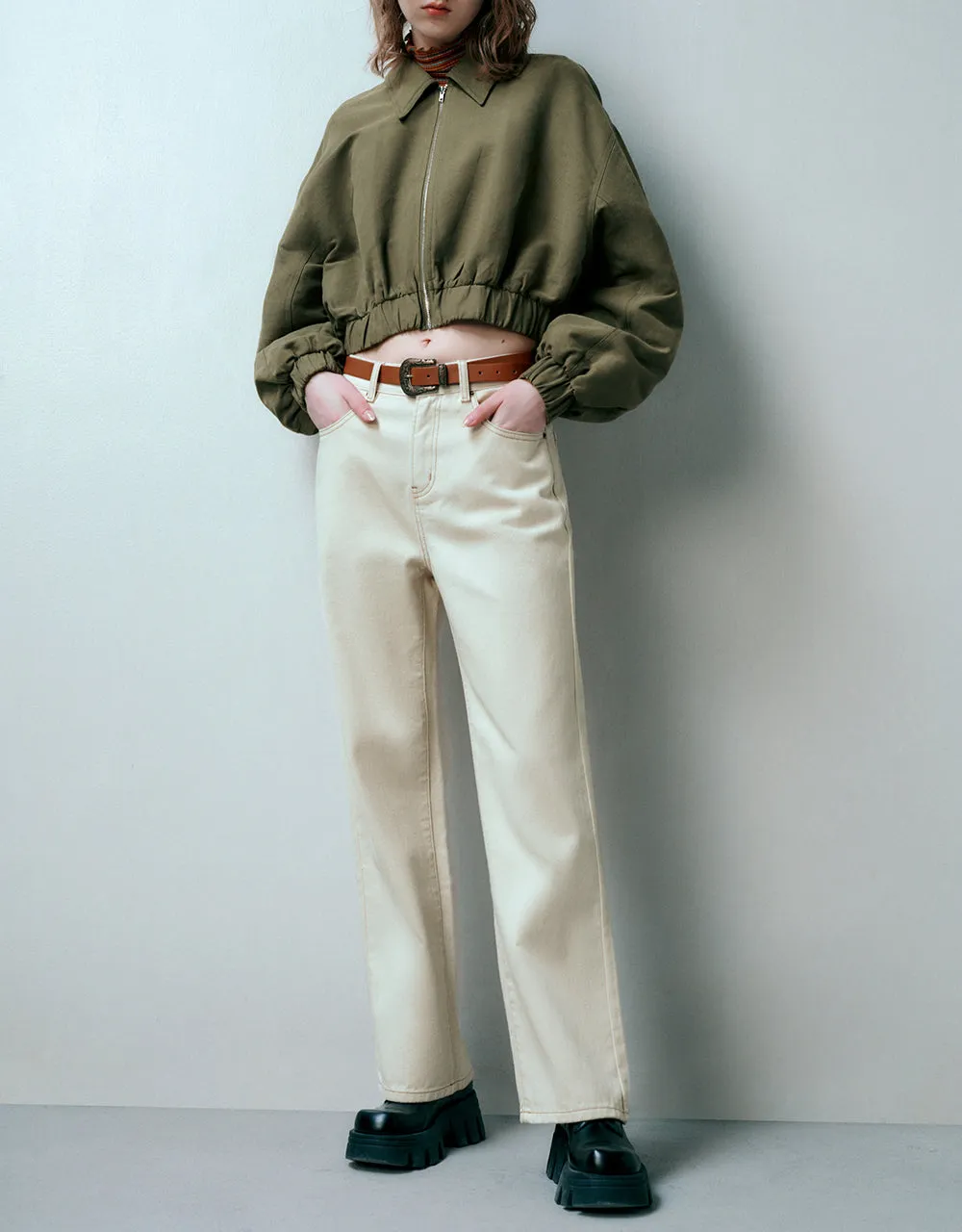 Straight Jeans With Belt sold by Urban Revivo product image thumbnail 2